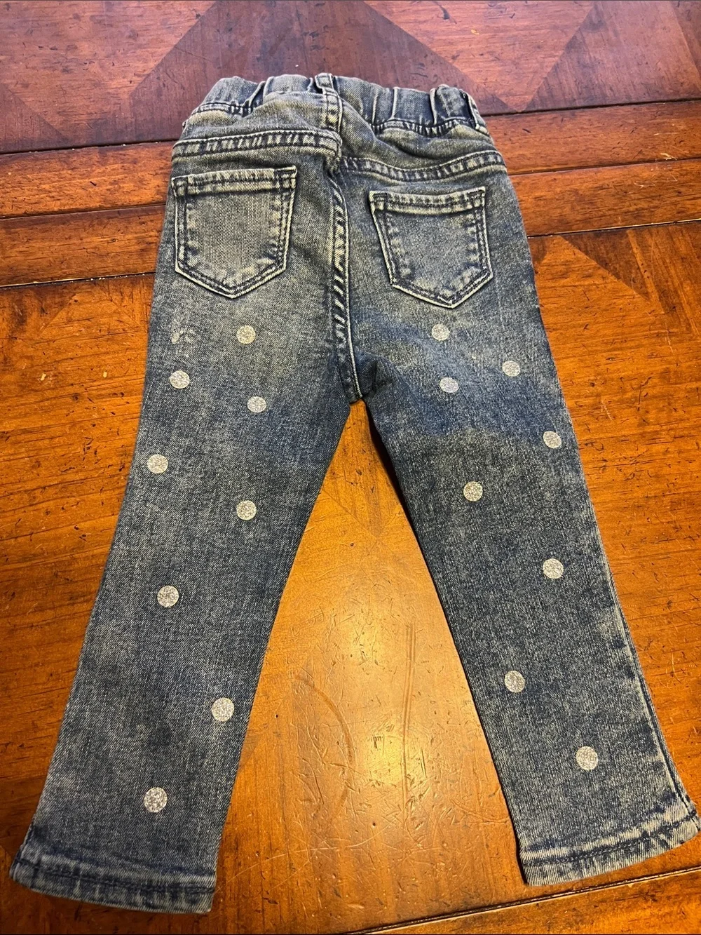 GAP Girls Denim Leggings with Silver Polka Dots
